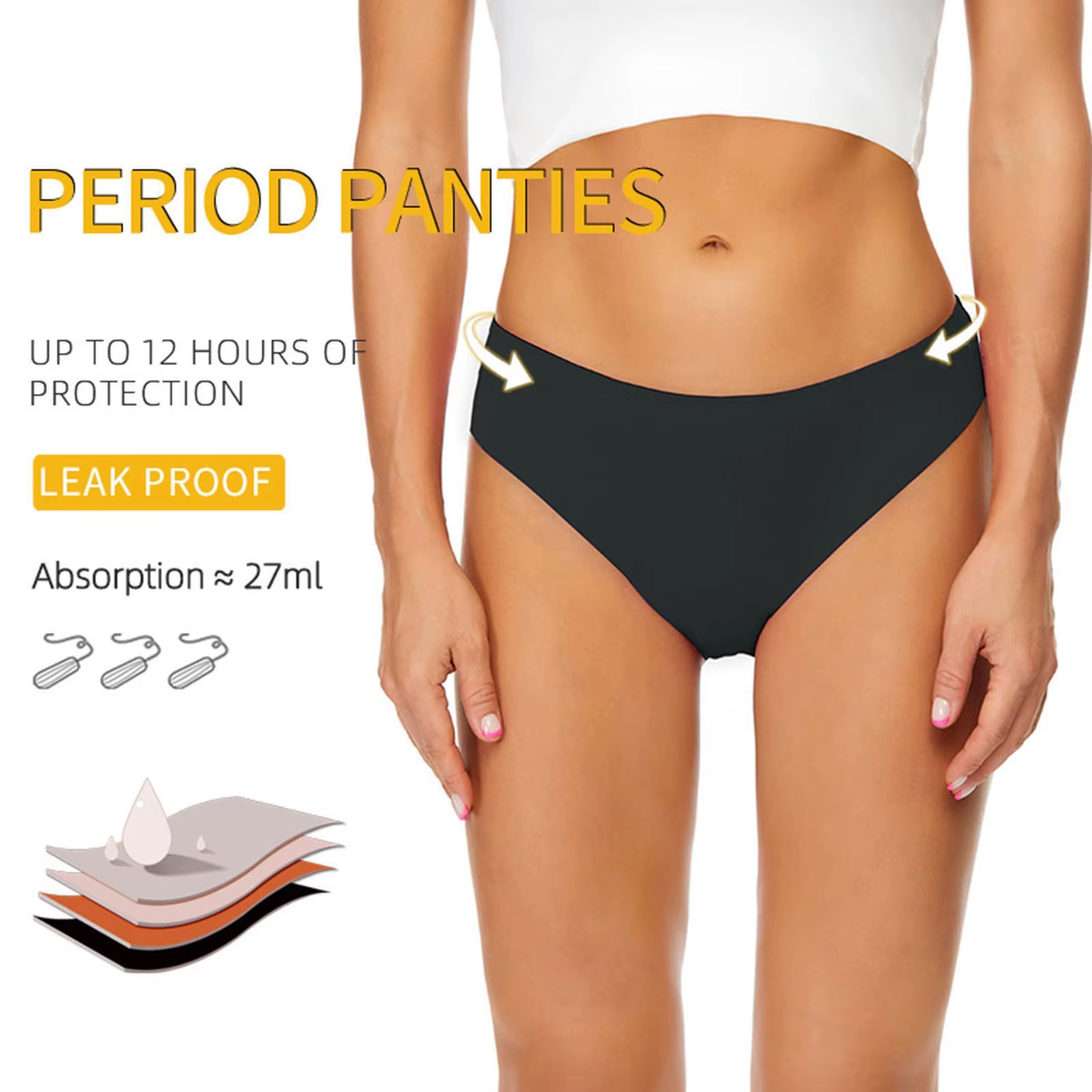 Maillot de bain menstruel étanche pour femme, bikini, pantalon absorbant astronomique, taille haute,