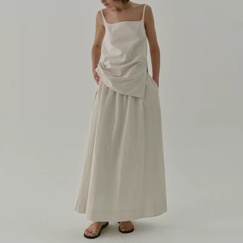 Jupe Chic en lin Vintage fendue sur le côté pour femmes, couleur unie, coton et lin, nouvelles jupes