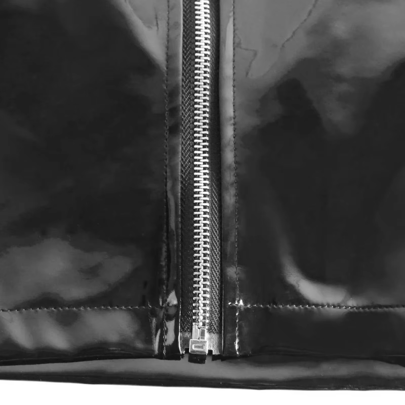 Haut sexy en faux latex pour femmes, fermeture éclair au dos, cuir verni brillant, aspect de support