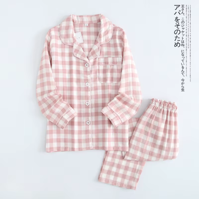 Ensemble de pyjamas pour couple, style été et automne, nouveaux ensembles en gaze pour homme et femm
