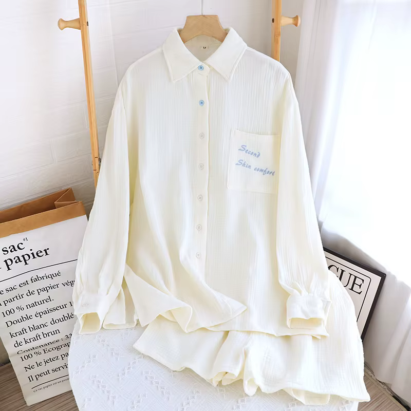 Pyjama femme 100% coton automne printemps manches longues pyjama doux ensemble pyjama femme maison e