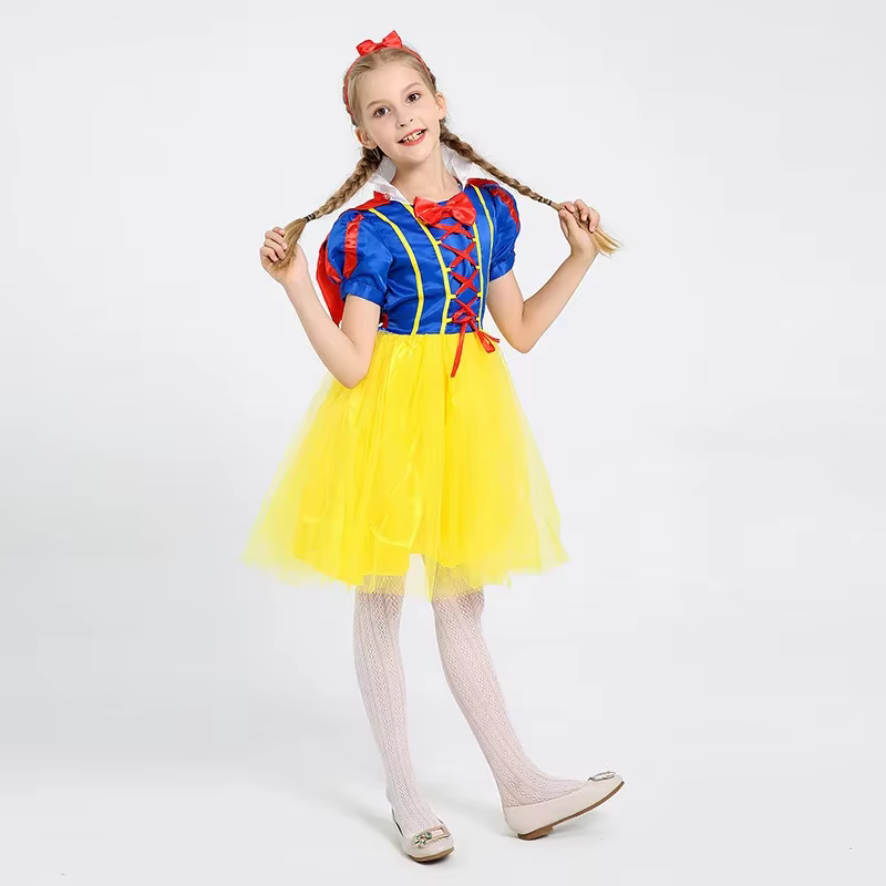 Déguisement de princesse blanche-neige pour enfants filles, Costume d'halloween avec Cape, vêtements