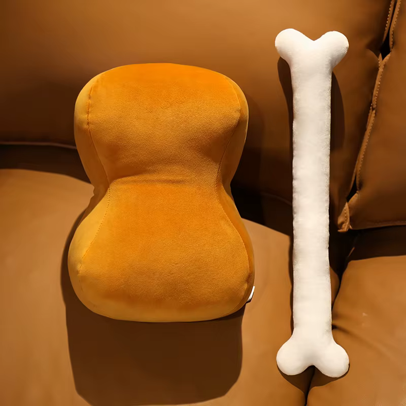 Oreiller à double usage en forme d'os de viande de dessin animé, 42cm, coussin chauffe-mains, oreill