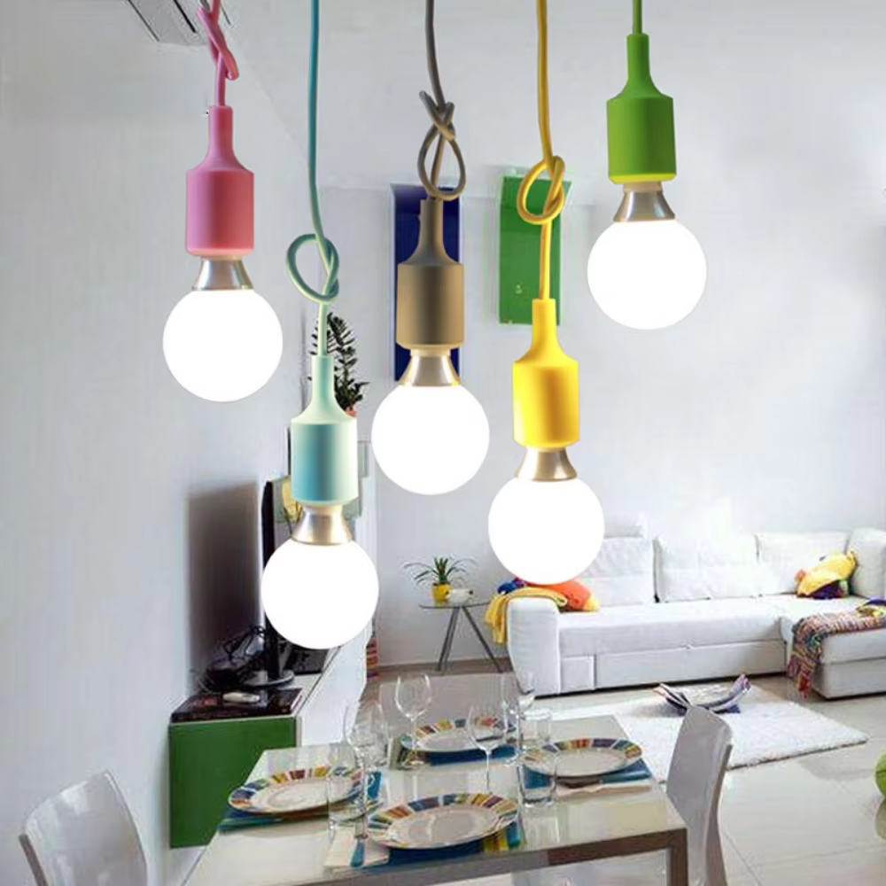 Lampes suspendues modernes simples à tête unique, lampes suspendues en Gel de silice AC90-260V E27, 