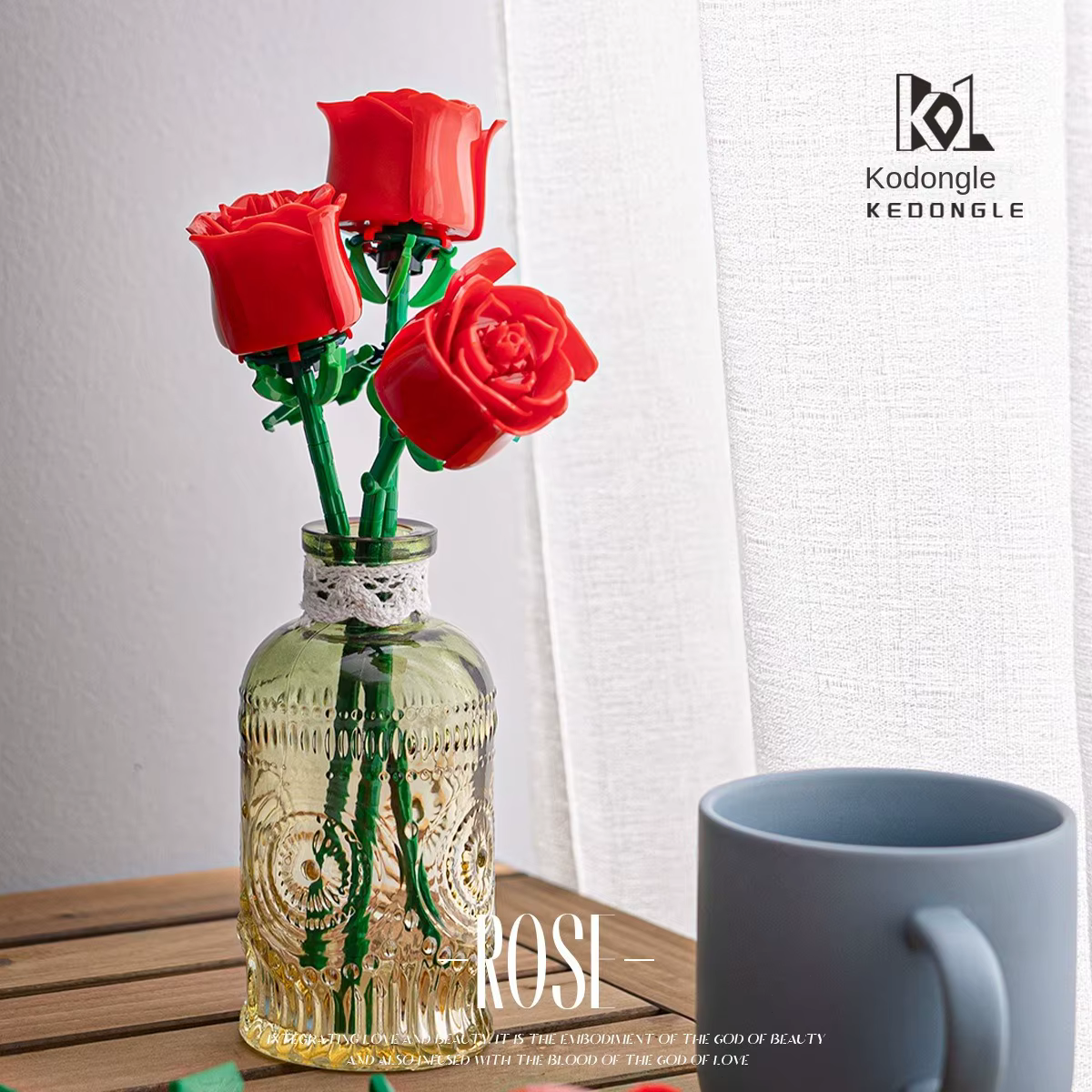 Blocs de construction de roses pour la saint-valentin, bouquet immortel, puzzle, pièces, jouet, déco