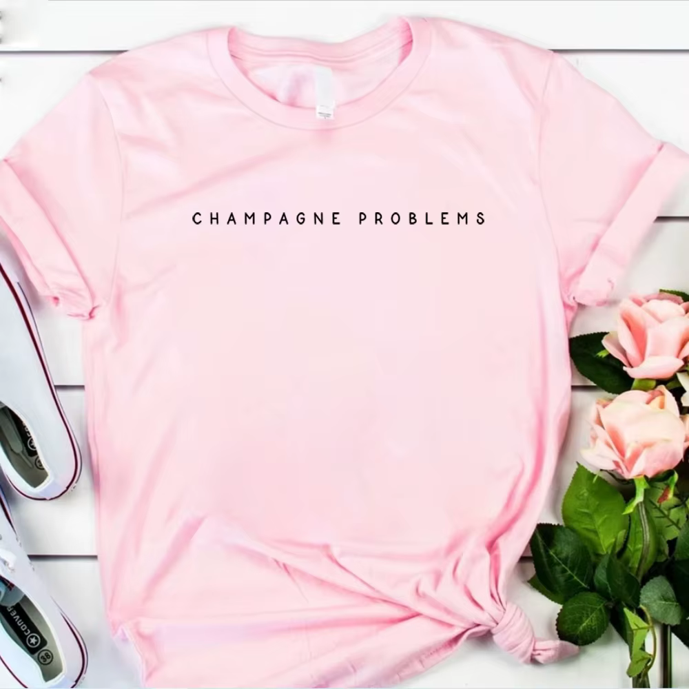 T-Shirt Manches Courtes pour Femme, Vêtement Vintage, Graphique, Musique, Champagne Ferrand, Harajuk