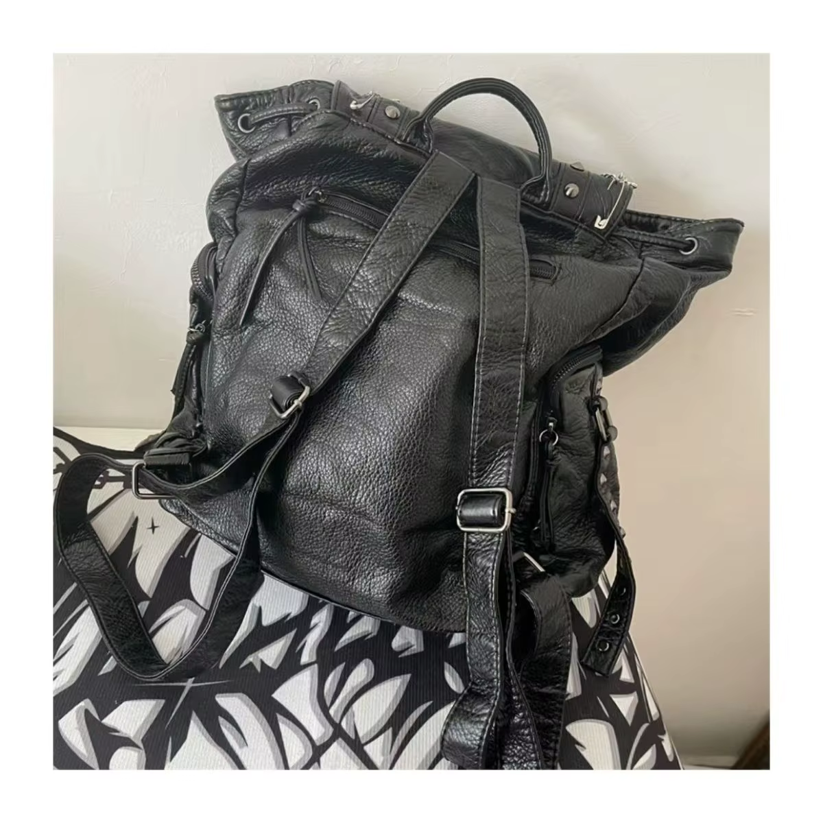 Grunge Rivet noir Y2k sac à dos femmes gothique sous-culture Punk croix noir Mochila dames Vintage H