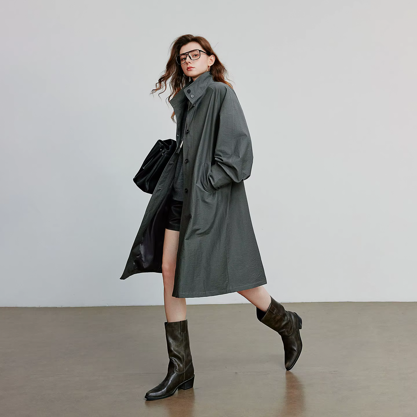 TOYOUTH femmes Trench Coat 2025 automne nouveau Style grange col montant léger mi-long coupe-vent ve