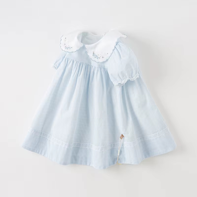 MACGirls-Robes décontractées en coton pour enfants, manches bulles, aérées, été, princesse, extérieu
