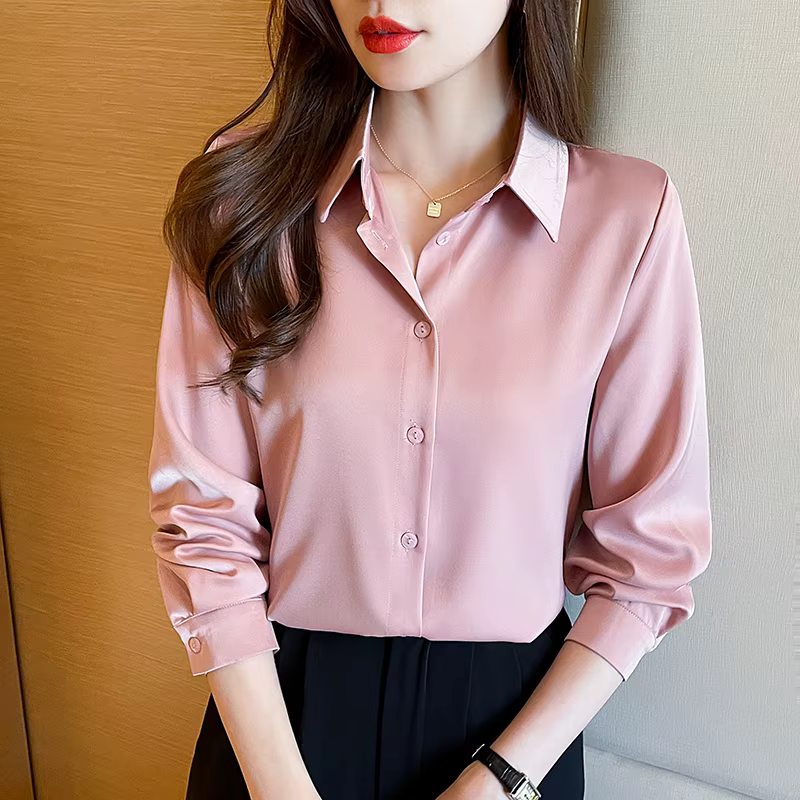 Chemise en Satin à Manches sulfpour Femme, Élégante, Couleur Unie, Mode Décontractée, Nouvelle Colle