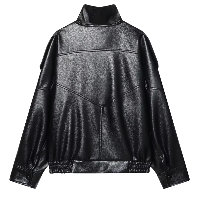 Veste femme noir veste en cuir Pu haut à manches longues femme automne 2025 nouveau en vestes et man