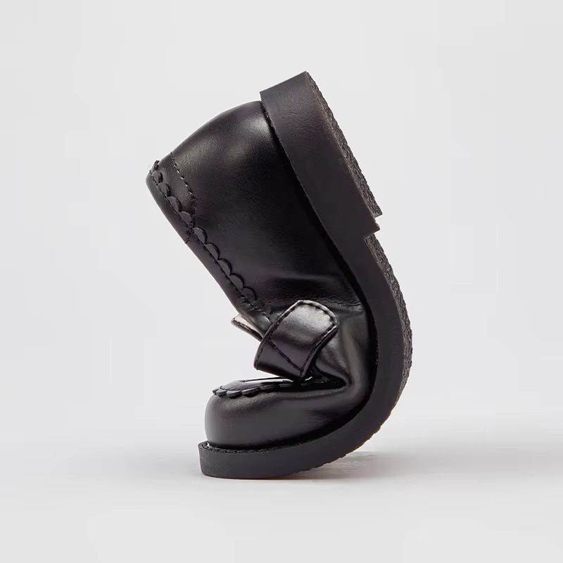 Strive MACBlack-Chaussures de princesse en cuir noir pour filles, chaussures provoqué pour étudiants