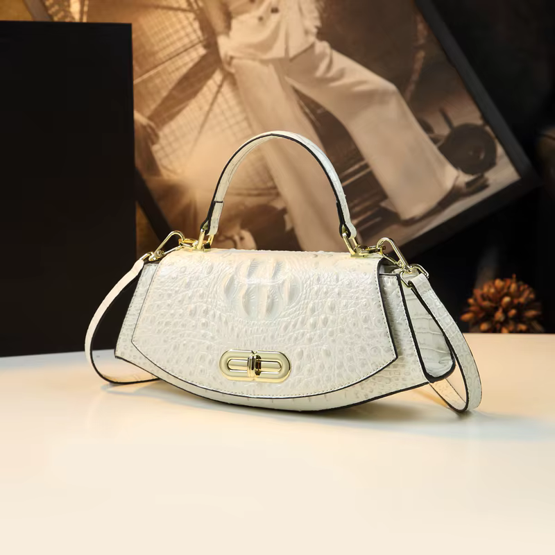 Sac à main en cuir véritable motif crocodile pour femme, petit sac de dégager initié, sacs à bandoul