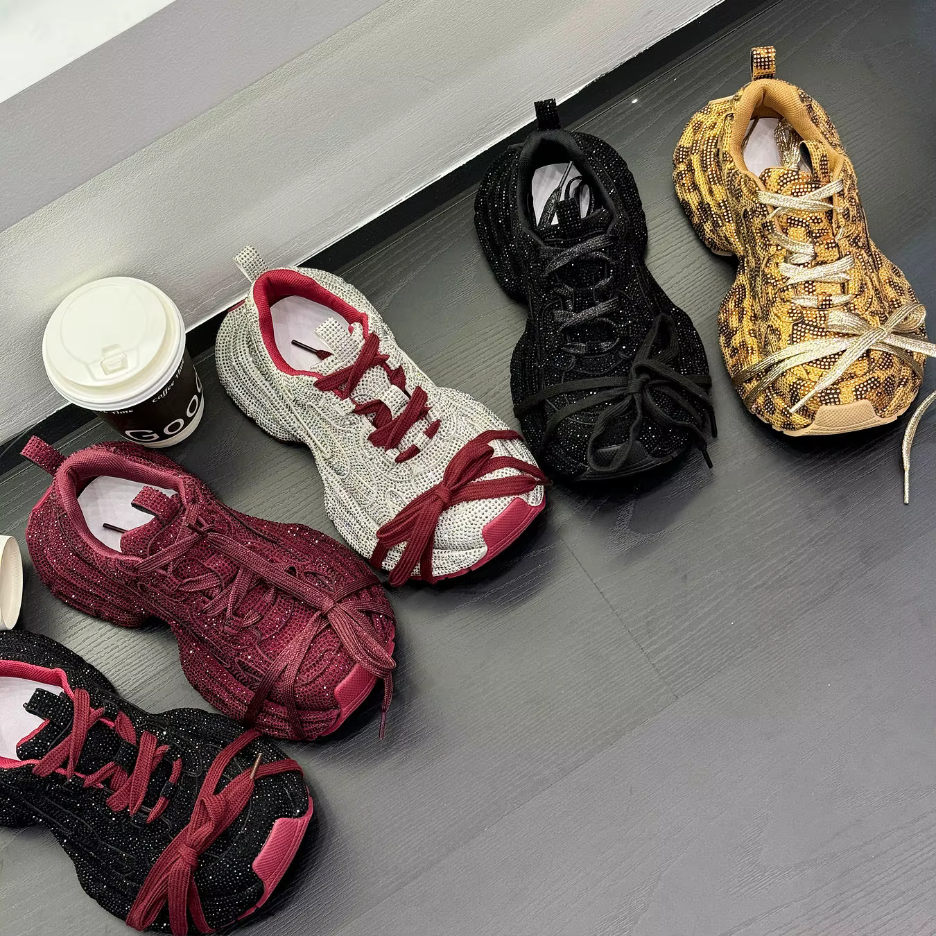 Chaussures décontractées tendance pour femme, style Gypsy, à semelle épaisse, ornées de strass, coll