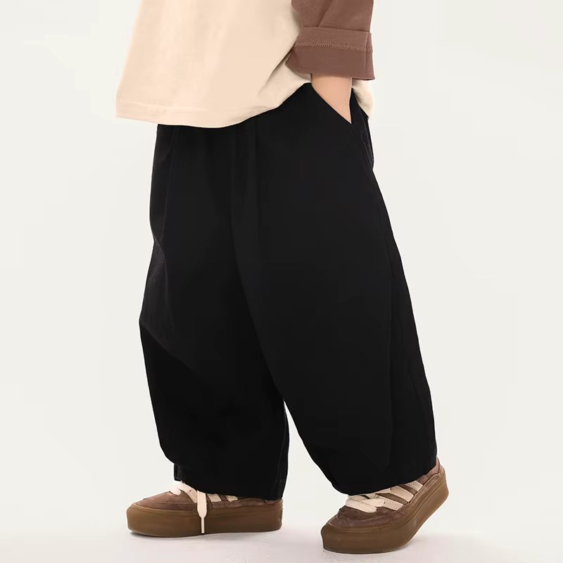 Pantalon sarouel élégant pour garçons, couleur unie, ample, en pur coton, décontracté, pour enfants 