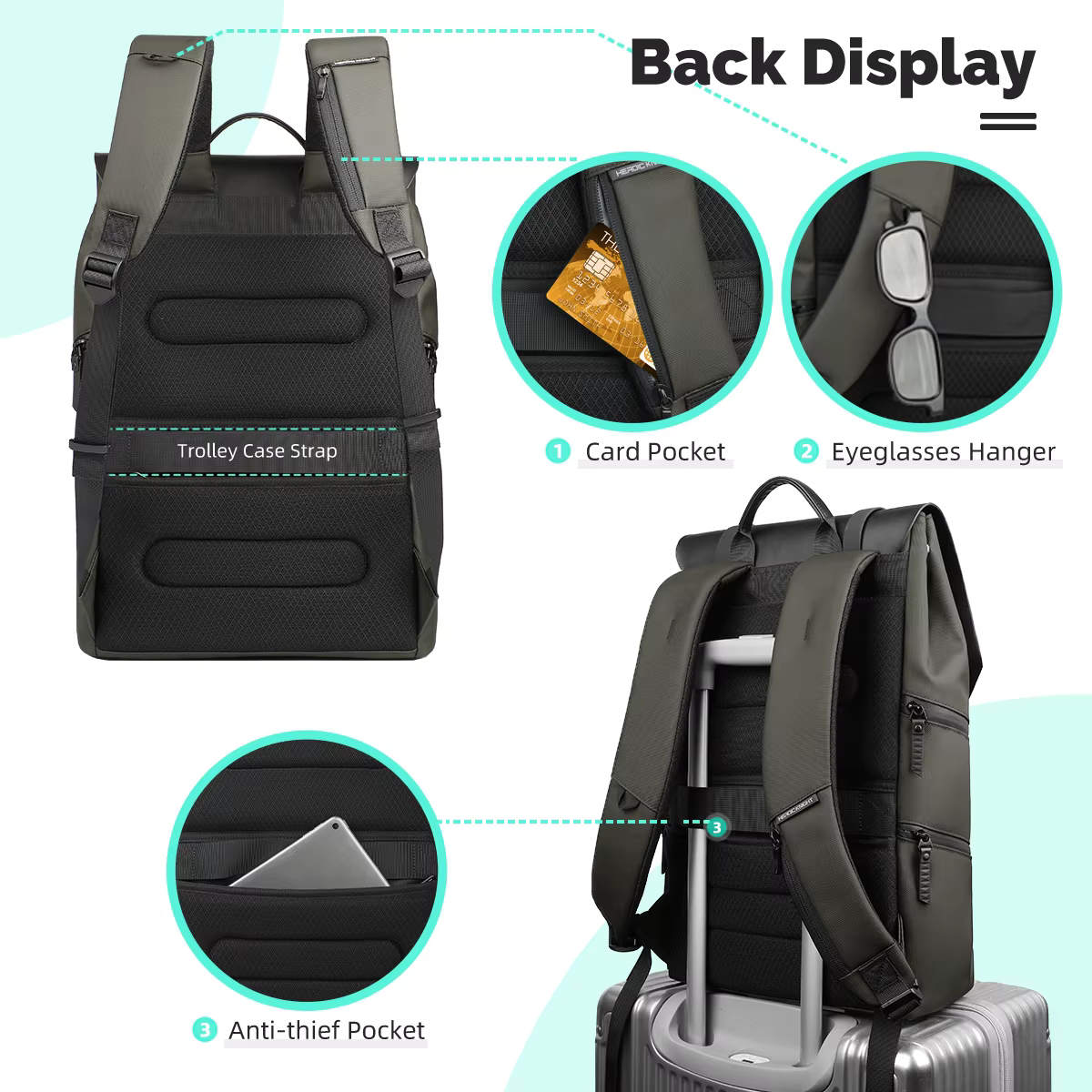 Heroic Knight 15.6 "sac à dos décontracté pour ordinateur portable hommes étanche grande capacité sa