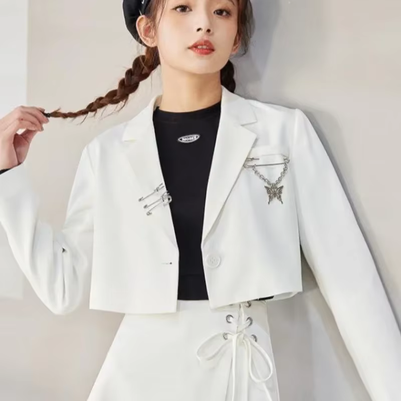 Cropped Blazers Femmes Designer JONotched Hipsters S-3XL Jeunesse Automne Ulzzang Streetwear Personn