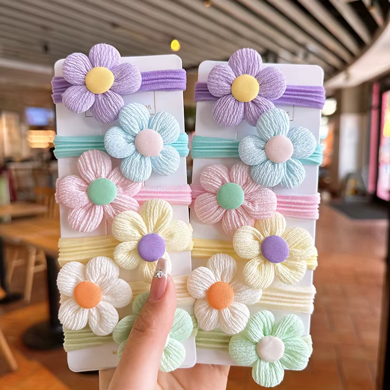 12 pièces nouveau coupe cheveux cravates princesse douce fleur arc filles femmes élastiques bandes d