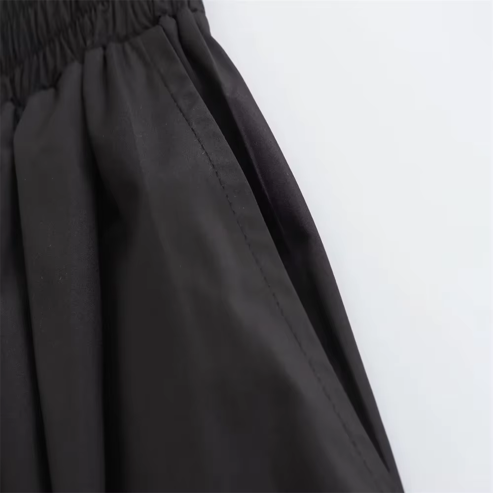 Mooyufon 2025 tempérament femme polyvalent ample et décontracté couleur unie jupe taille haute longu