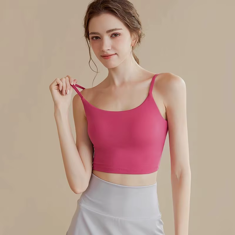 Haut de soutien-gorge de sport pour femmes, push up, rembourré fixe, hauts push-up, gilet de fitness
