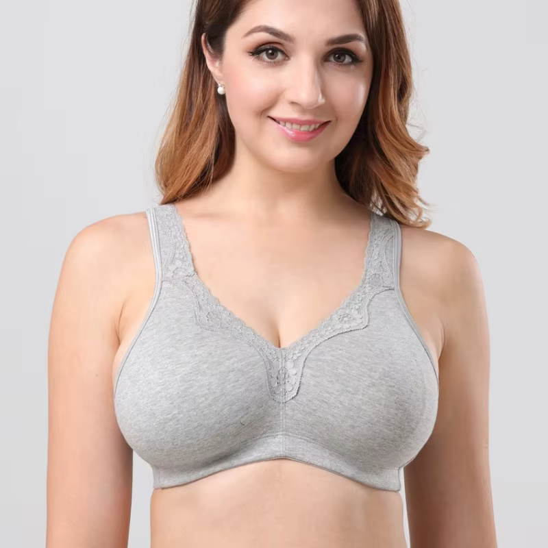 Soutien-gorge grande taille en coton, bonnet complet, confortable, respirant, à armatures, avec dent