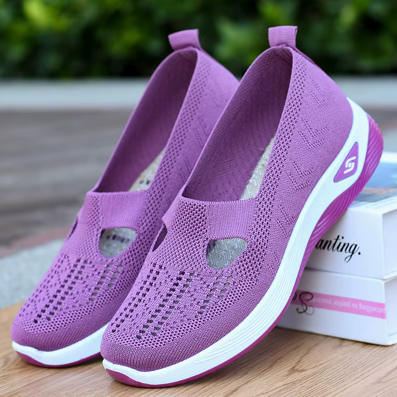 Chaussures d'été en maille respirante pour femmes, baskets légères à plateforme plate, décontractées