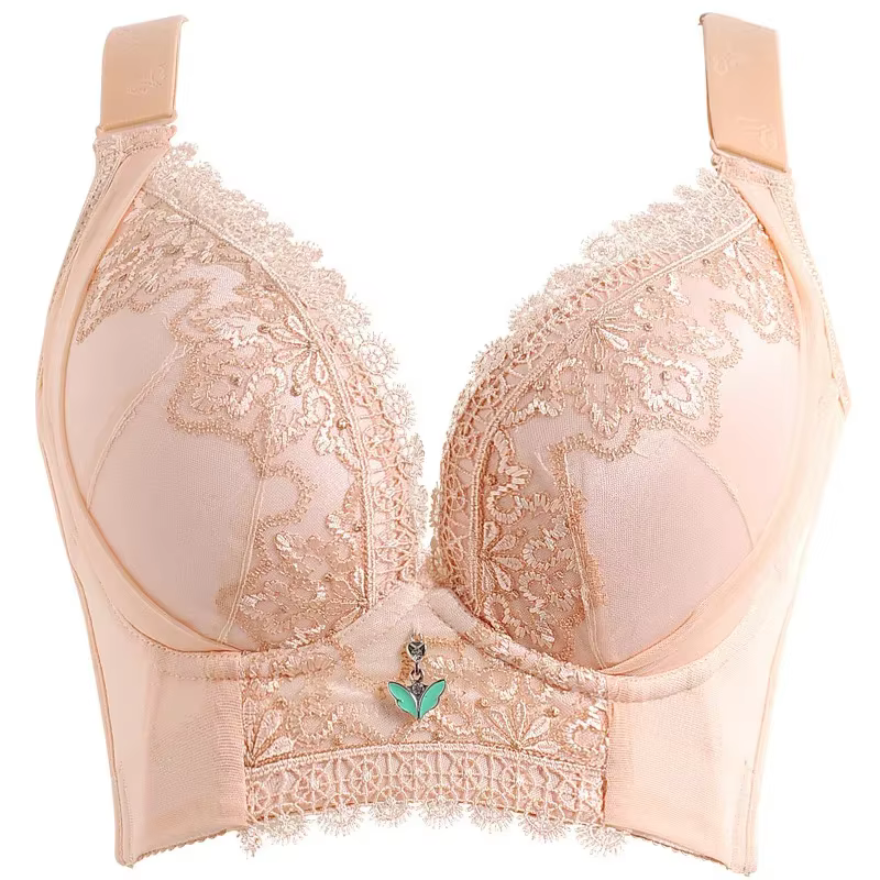 Soutien-gorge grande taille 38-46DD, Lingerie sans fil, large bande, dentelle brodée, sans fil, pour