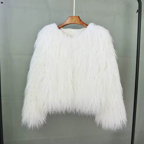 Manteaux de fourrure pour femmes, haut à la mode, manteau en fausse fourrure rose, élégant, épais et