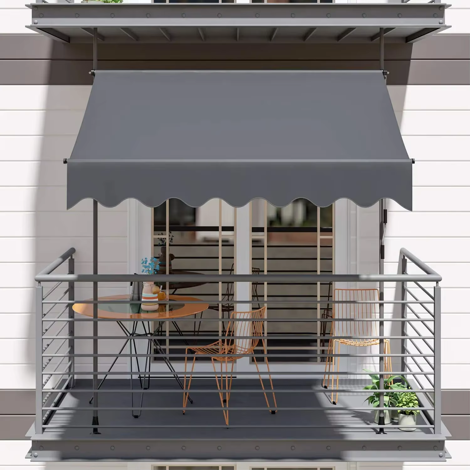 Auvent de balcon rétractable UV50 +, pince de protection solaire de jardin avec manivelle sans propo