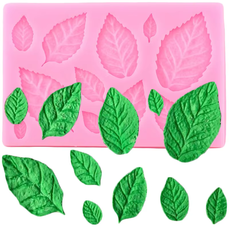 Moule à Fondant en Silicone Rose, fleurs et feuilles, outils de décoration de gâteaux, décoration de